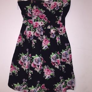Black and floral mini dress.